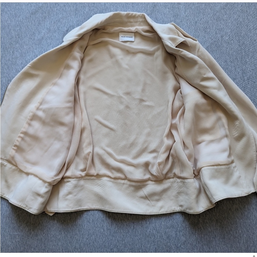 Club Monaco Relaxed Asymmetrical Moto Biker Jacket Cream Beige S - Picture 9 of 14